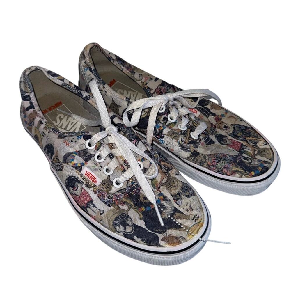 VANS canvas party dogs print lace up skater sneakers 7.5